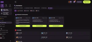 Sportwettübersicht mit Ligaauswahl und kombinierten Wettmärkten bei Cloudbet